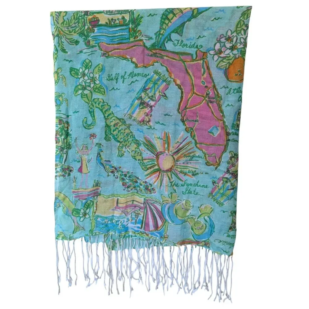 Lilly Pulizter Silk Cashmere Murfee Scarf States - Florida